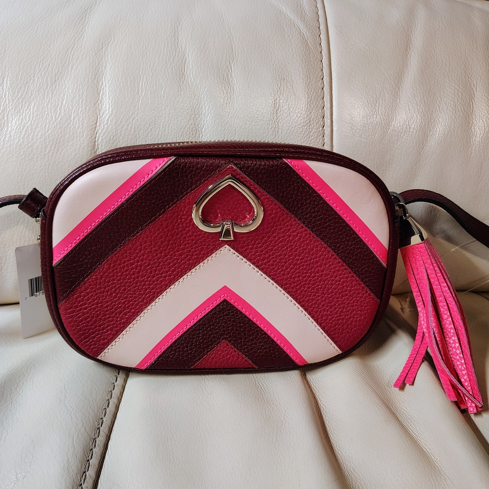 Kate Spade Burgundy and Pink Chevron Crossbody Bag